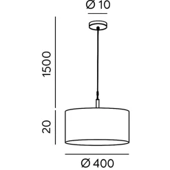 Lampadario Camera Da Letto-Perenz Illuminazione Lampadario cilindro di tessuto bianco 40cm round hotel perenz