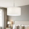 Lampadario Camera Da Letto-Perenz Illuminazione Lampadario cilindro tessuto 50cm bianco round hotel perenz