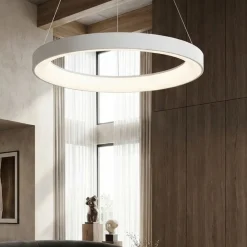 Lampadari Moderni-Selezionato da Mazzolaluce Lampadario circolare bianco 38cm led 30w da 2700k a 5000k con telecomando