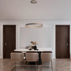 Lampadari Moderni-Selezionato da Mazzolaluce Lampadario circolare champagne 60cm led 52w 2700k 3000k dimmerabile
