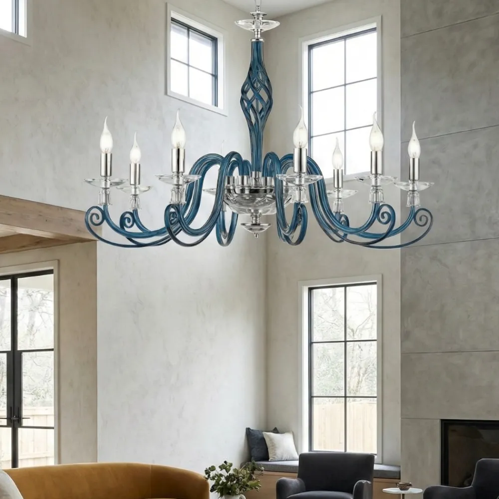 Lampadari Moderni-Ondaluce Lampadario classico lp1306 8 luci vetro ottone per salotto