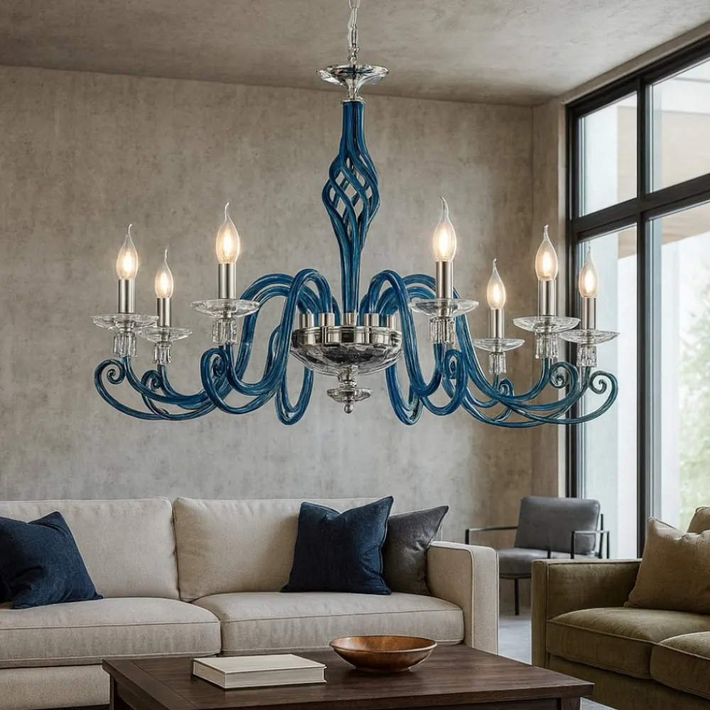 Lampadari Moderni-Ondaluce Lampadario classico lp1306 8 luci vetro ottone per salotto