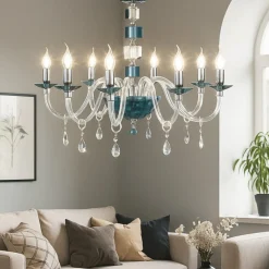 Lampadari Moderni-Ondaluce Lampadario classico lp livia otto luci vetro ottanio elegante