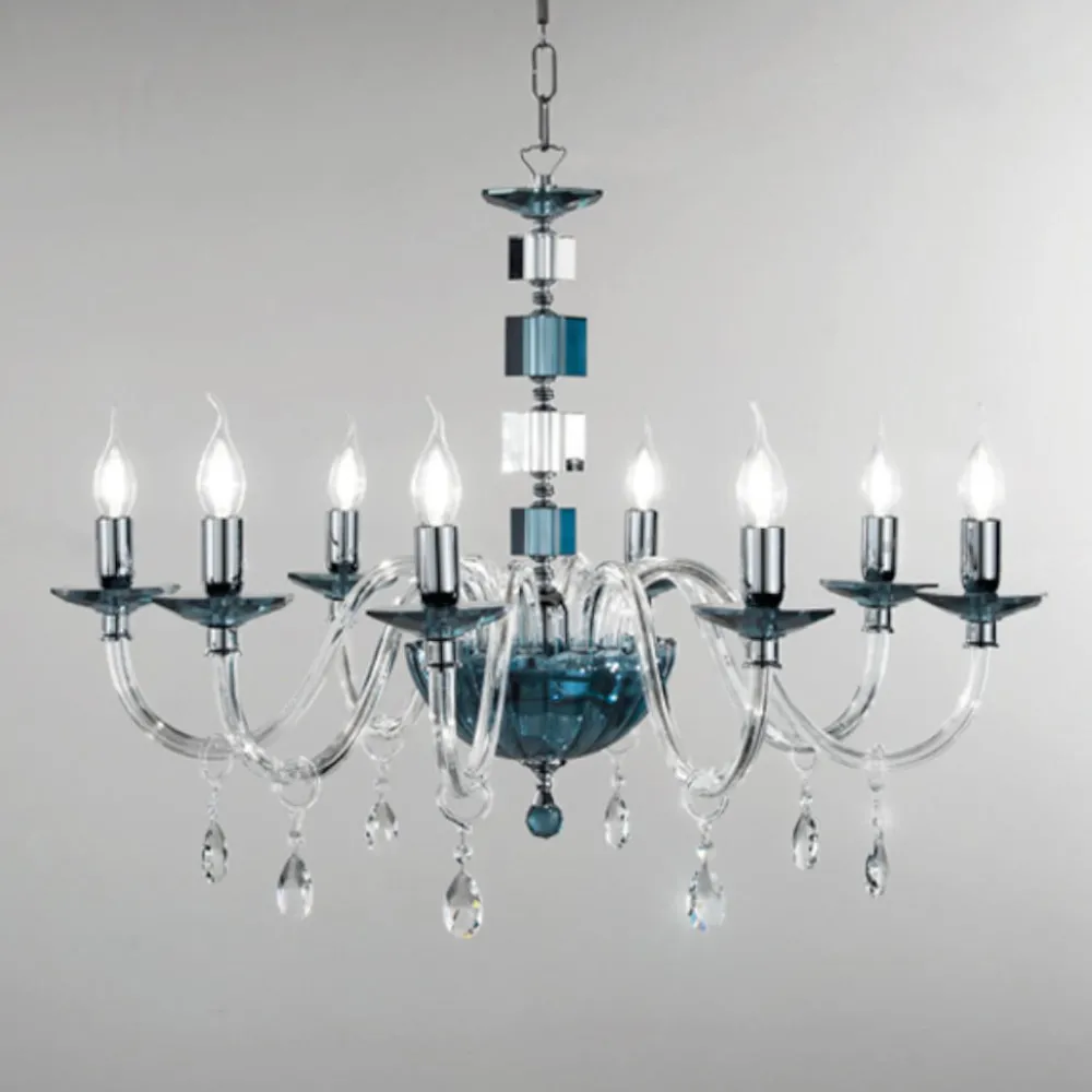 Lampadari Moderni-Ondaluce Lampadario classico lp livia otto luci vetro ottanio elegante