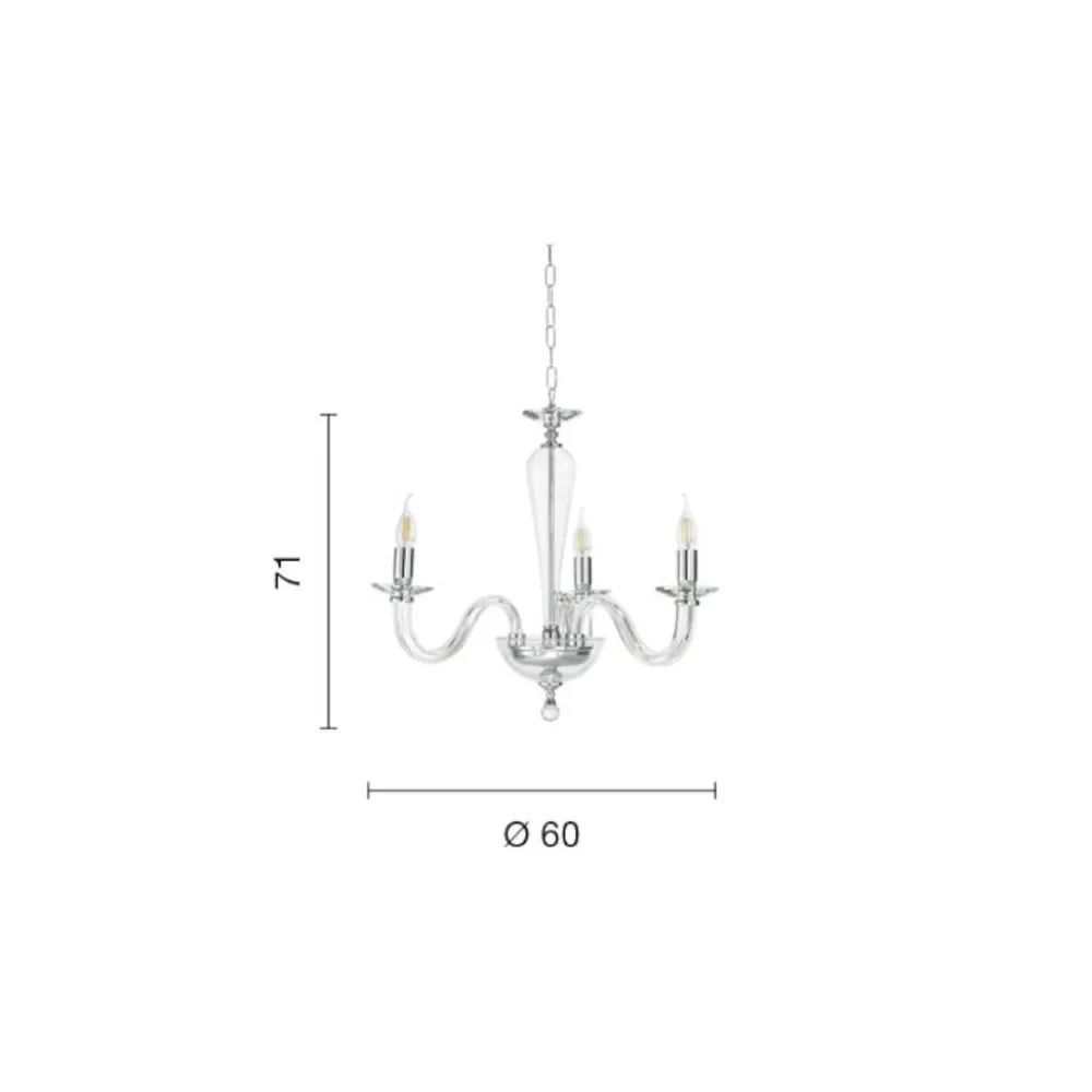 Lampadari Moderni-Ondaluce Lampadario classico tre luci lp ravel vetri trasparenti