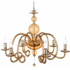 Lampadari Moderni-Ondaluce Lampadario classico vetro ambrato lp vivaldi 6 luci