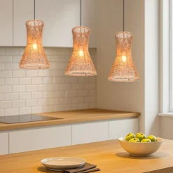 Lampadari Cucina-Selezionato da Mazzolaluce Lampadario clessidra 3 luci per cucina 20 cm marrone