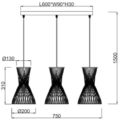 Lampadari Cucina-Selezionato da Mazzolaluce Lampadario clessidra 3 luci per cucina 20 cm marrone