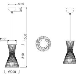 Lampadari Cucina-Selezionato da Mazzolaluce Lampadario clessidra per cucina 20 cm marrone naturale