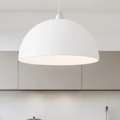 Lampadari Cucina-Selezionato da Mazzolaluce Lampadario 50cm per cucina moderna cupola di vetro bianco