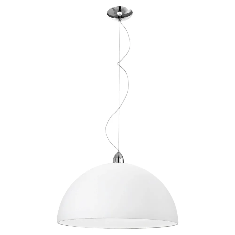 Lampadari Cucina-Selezionato da Mazzolaluce Lampadario 50cm per cucina moderna cupola di vetro bianco
