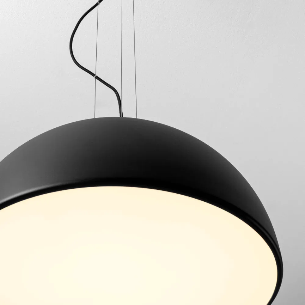 Lampadari Cucina-Selezionato da Mazzolaluce Lampadario 60cm per tavolo da cucina cupola nera