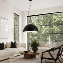 Lampadari Cucina-Selezionato da Mazzolaluce Lampadario 60cm per tavolo da cucina cupola nera