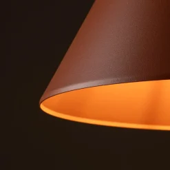 Lampadari Cucina-Selezionato da Mazzolaluce Lampadario colore mattone 50 cm cono di metallo per cucina