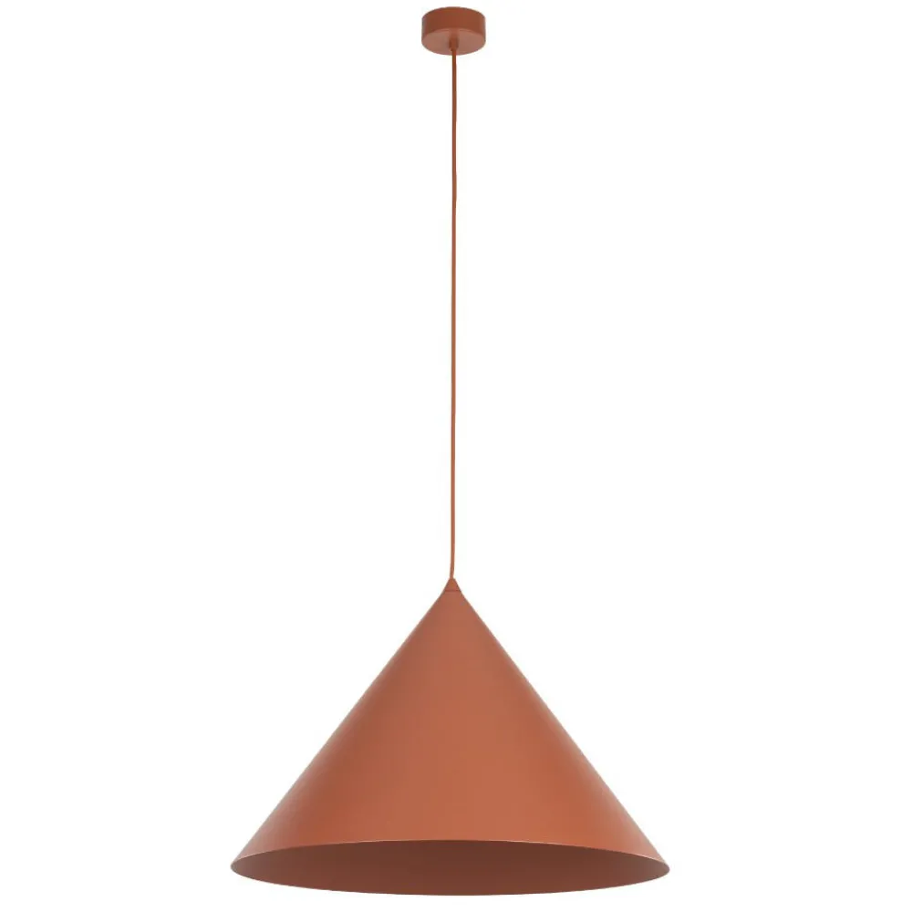Lampadari Cucina-Selezionato da Mazzolaluce Lampadario colore mattone 50 cm cono di metallo per cucina