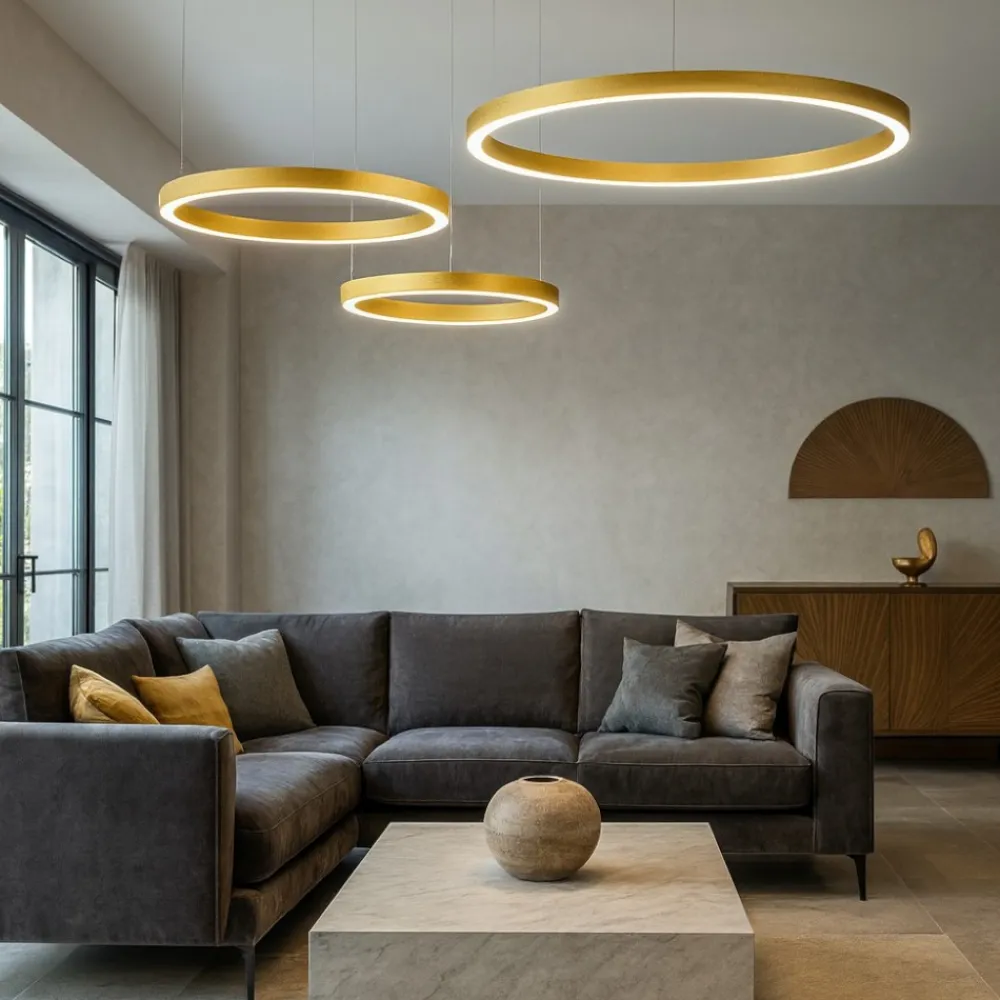 Lampadari Moderni-Gea Luce Lampadario con 3 cerchi design criseide oro