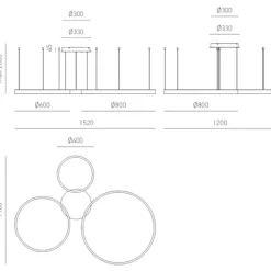 Lampadari Moderni-Gea Luce Lampadario con 3 cerchi design criseide oro