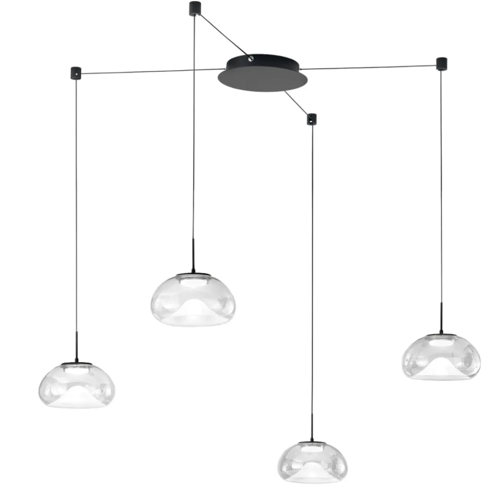 Lampadari Cucina-Fabas Luce Lampadario con decentramento per cucina vetri trasparenti brena