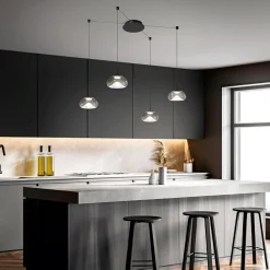 Lampadari Cucina-Fabas Luce Lampadario con decentramento per cucina vetri trasparenti brena