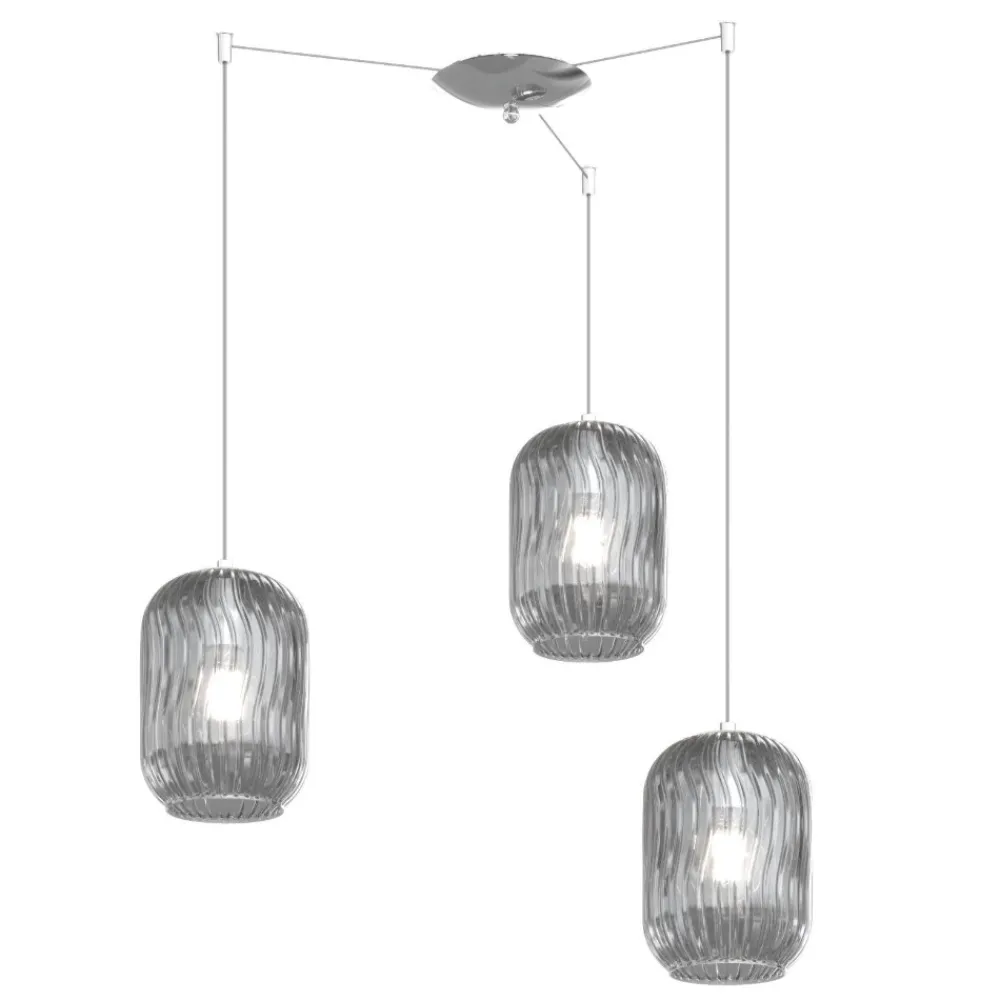 Lampadari Moderni-Top Light Lampadario con decentramento vetri fume per soggiorno