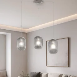 Lampadari Moderni-Top Light Lampadario con decentramento vetri fume per soggiorno
