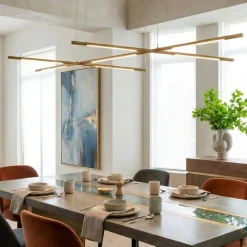 Lampadari Moderni-Selezionato da Mazzolaluce Lampadario con decentramento ottone led 3000k dimmerabile