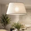 Lampadari Moderni-Selezionato da Mazzolaluce Lampadario cono a sospensione in tessuto beige