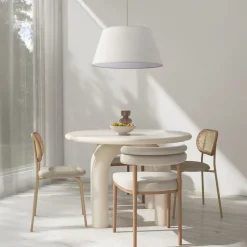 Lampadari Moderni-Selezionato da Mazzolaluce Lampadario cono a sospensione in tessuto beige