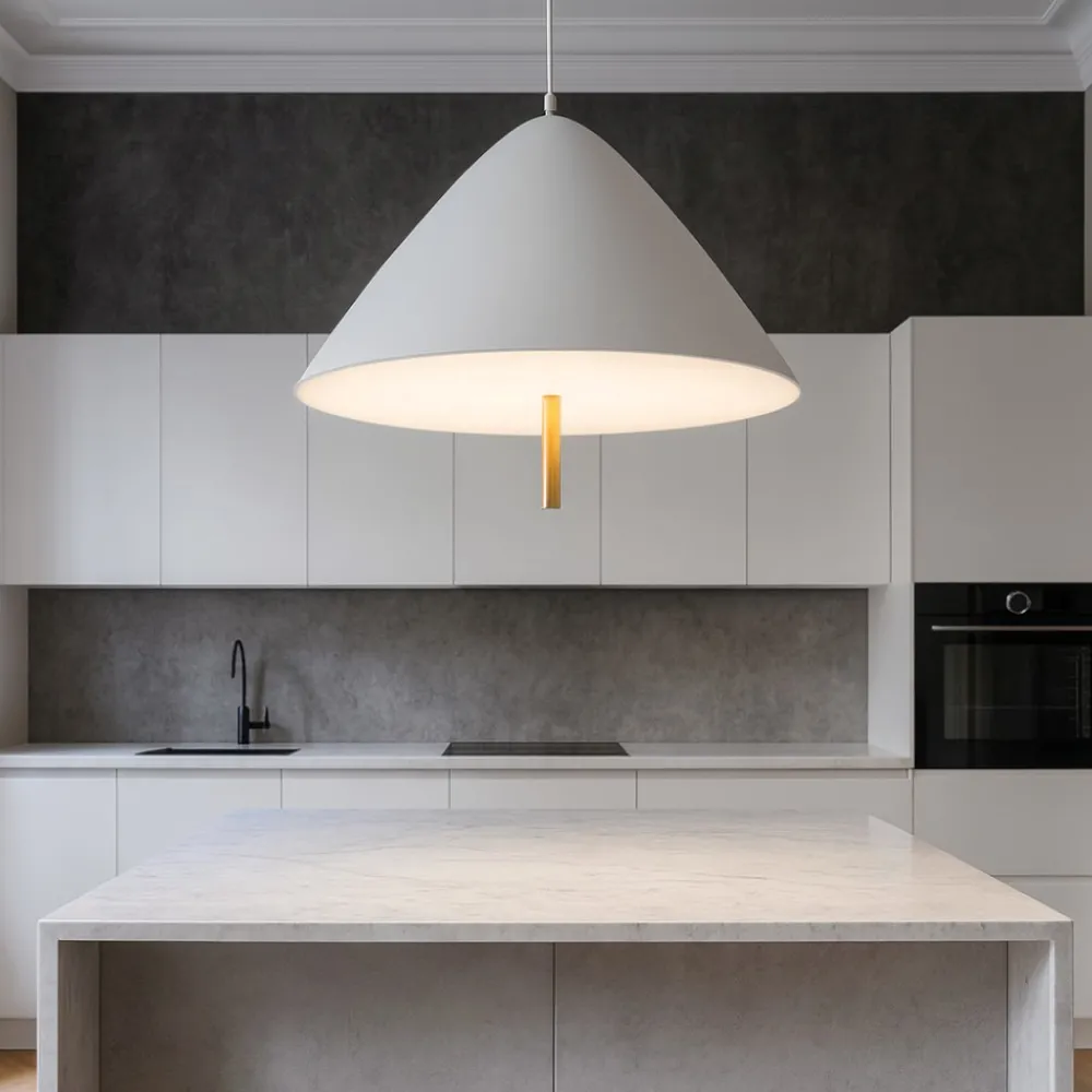 Lampadari Cucina-Selezionato da Mazzolaluce Lampadario cono bianco led 17w 3000k per tavolo cucina moderna