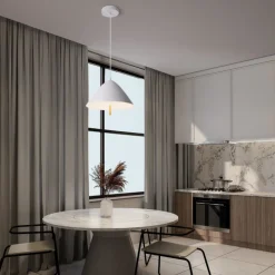 Lampadari Cucina-Selezionato da Mazzolaluce Lampadario cono bianco led 17w 3000k per tavolo cucina moderna