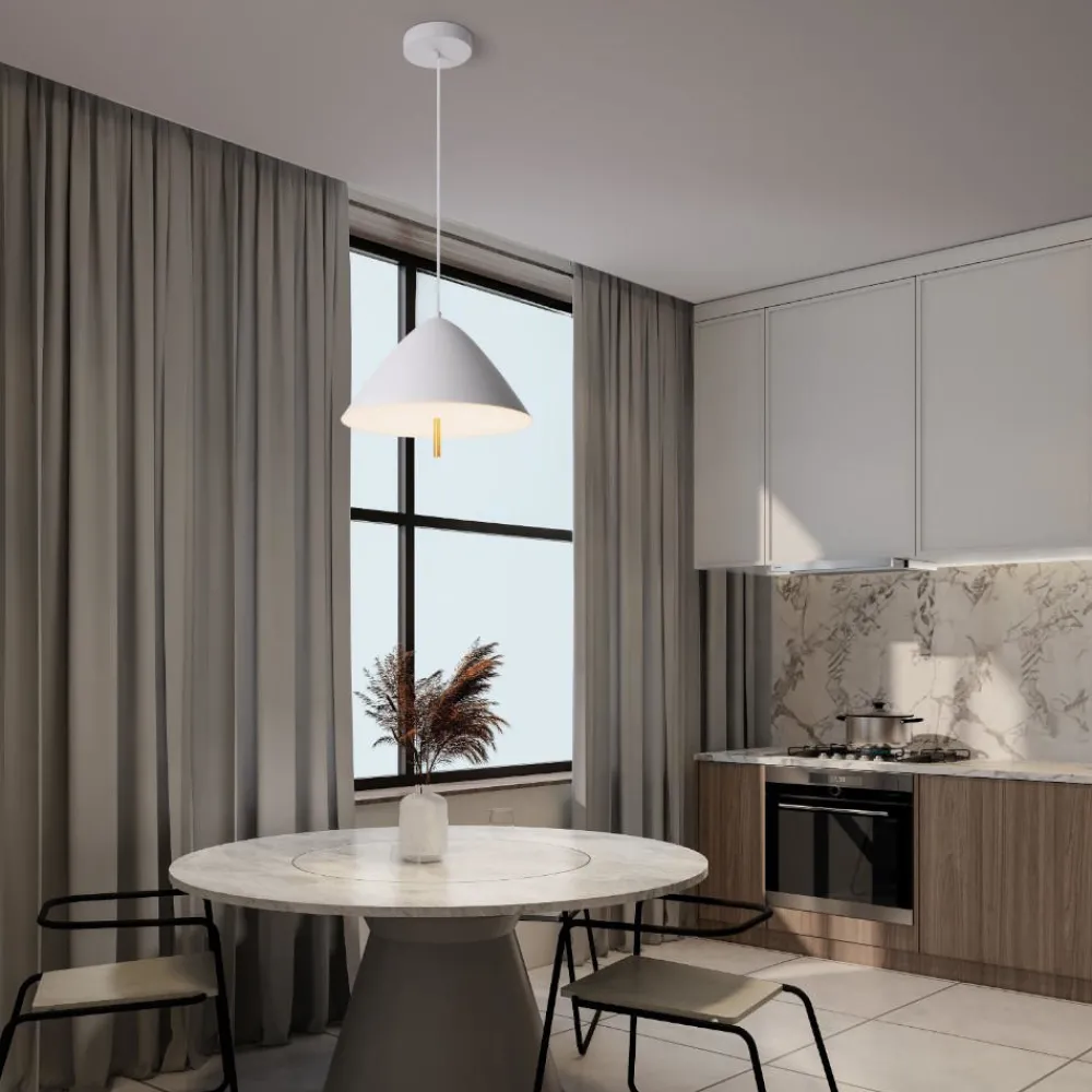 Lampadari Cucina-Selezionato da Mazzolaluce Lampadario cono bianco led 17w 3000k per tavolo cucina moderna