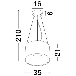 Lampadari Cucina-Selezionato da Mazzolaluce Lampadario cono bianco nero led 24w 3000k per cucina moderna