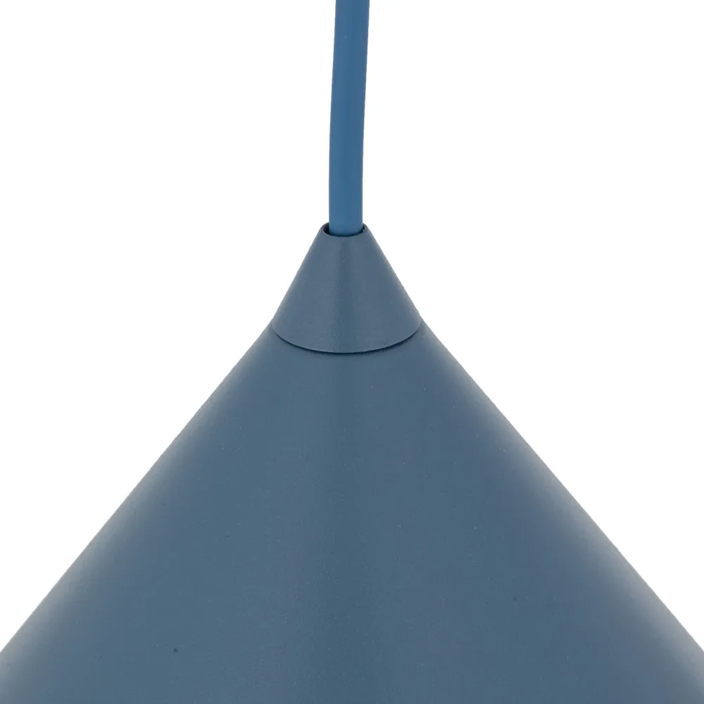 Lampadari Cucina-Selezionato da Mazzolaluce Lampadario cono 50 cm blu a sospensione di metallo per cucina moderna