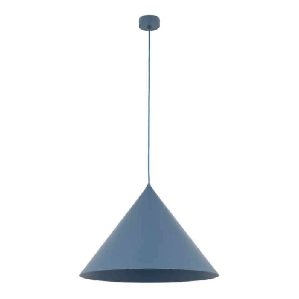 Lampadari Cucina-Selezionato da Mazzolaluce Lampadario cono 50 cm blu a sospensione di metallo per cucina moderna