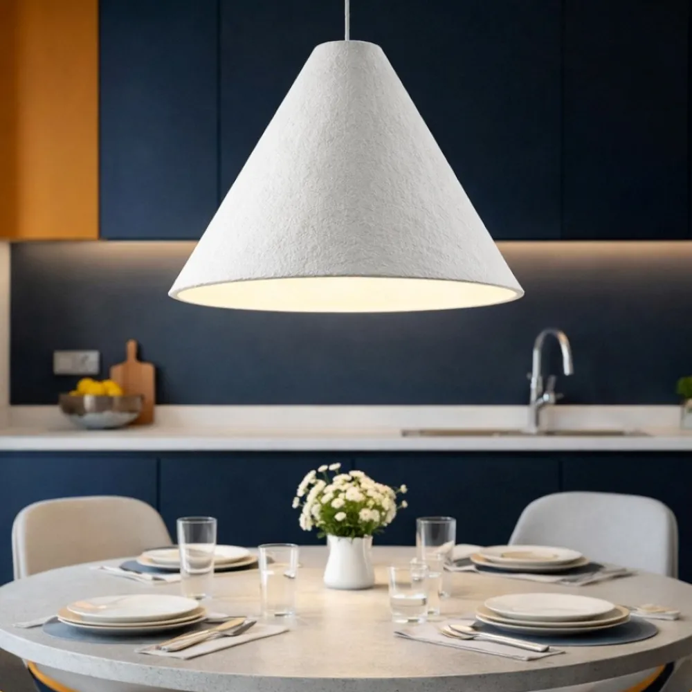 Lampadari Moderni-Selezionato da Mazzolaluce Lampadario cono 45cm di cartapesta bianco