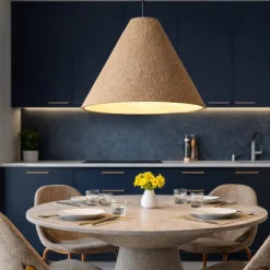 Lampadari Moderni-Selezionato da Mazzolaluce Lampadario cono 45cm di cartapesta colore rovere marrone grezzo