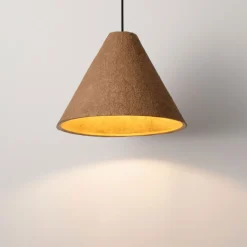 Lampadari Moderni-Selezionato da Mazzolaluce Lampadario cono 45cm di cartapesta colore rovere marrone grezzo