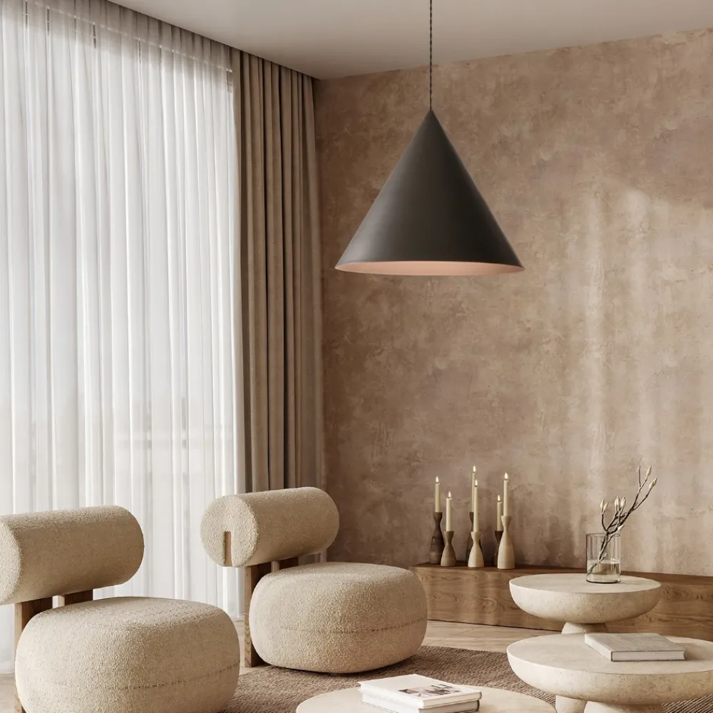 Lampadari Cucina-Perenz Illuminazione Lampadario cono 40cm grigio marrone per cucina perenz iconic