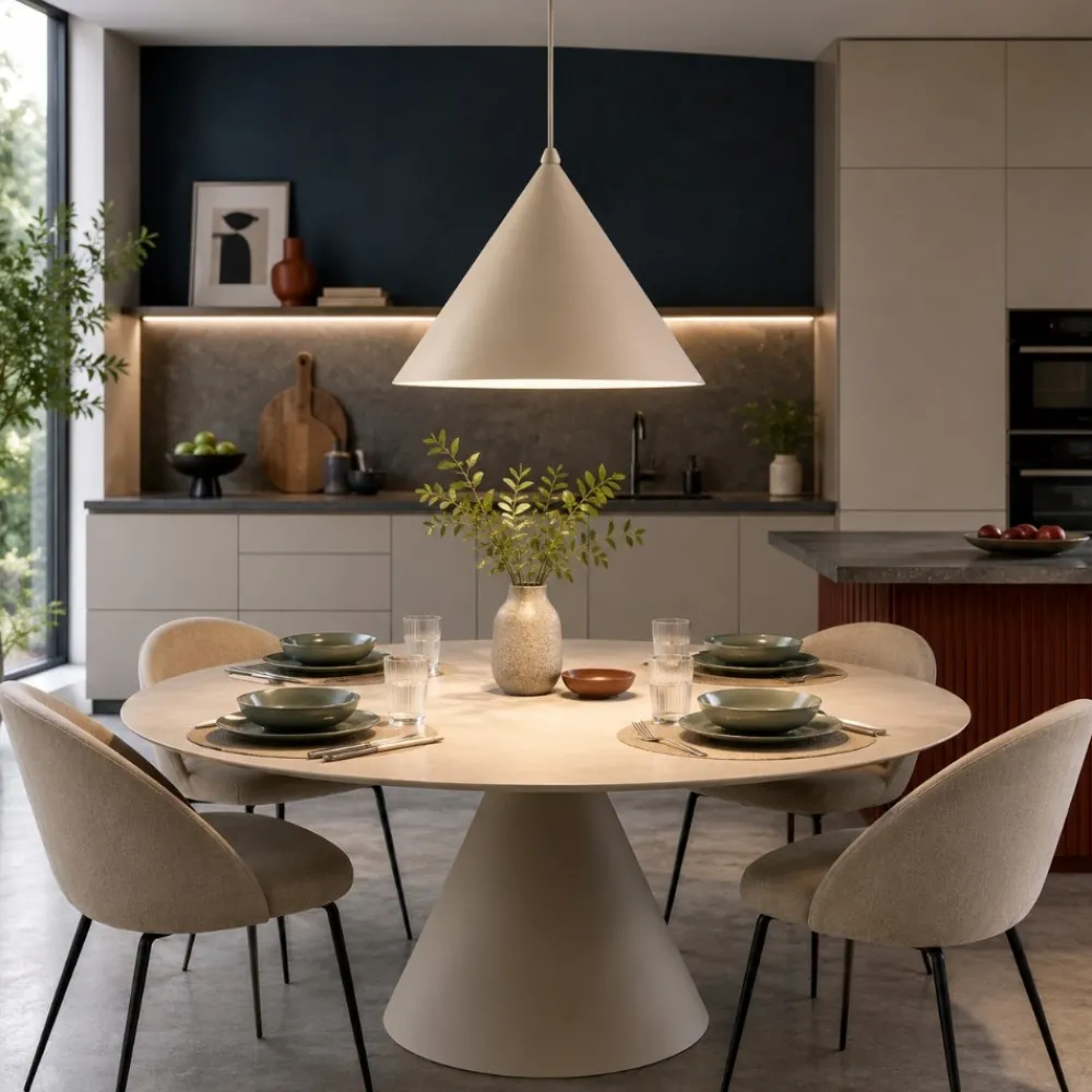 Lampadari Cucina-Selezionato da Mazzolaluce Lampadario cono di metallo sabbia 50 cm per cucina