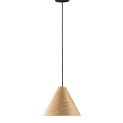 Lampade A Sospensione-Selezionato da Mazzolaluce Lampadario cono in legno per sala da pranzo marrone