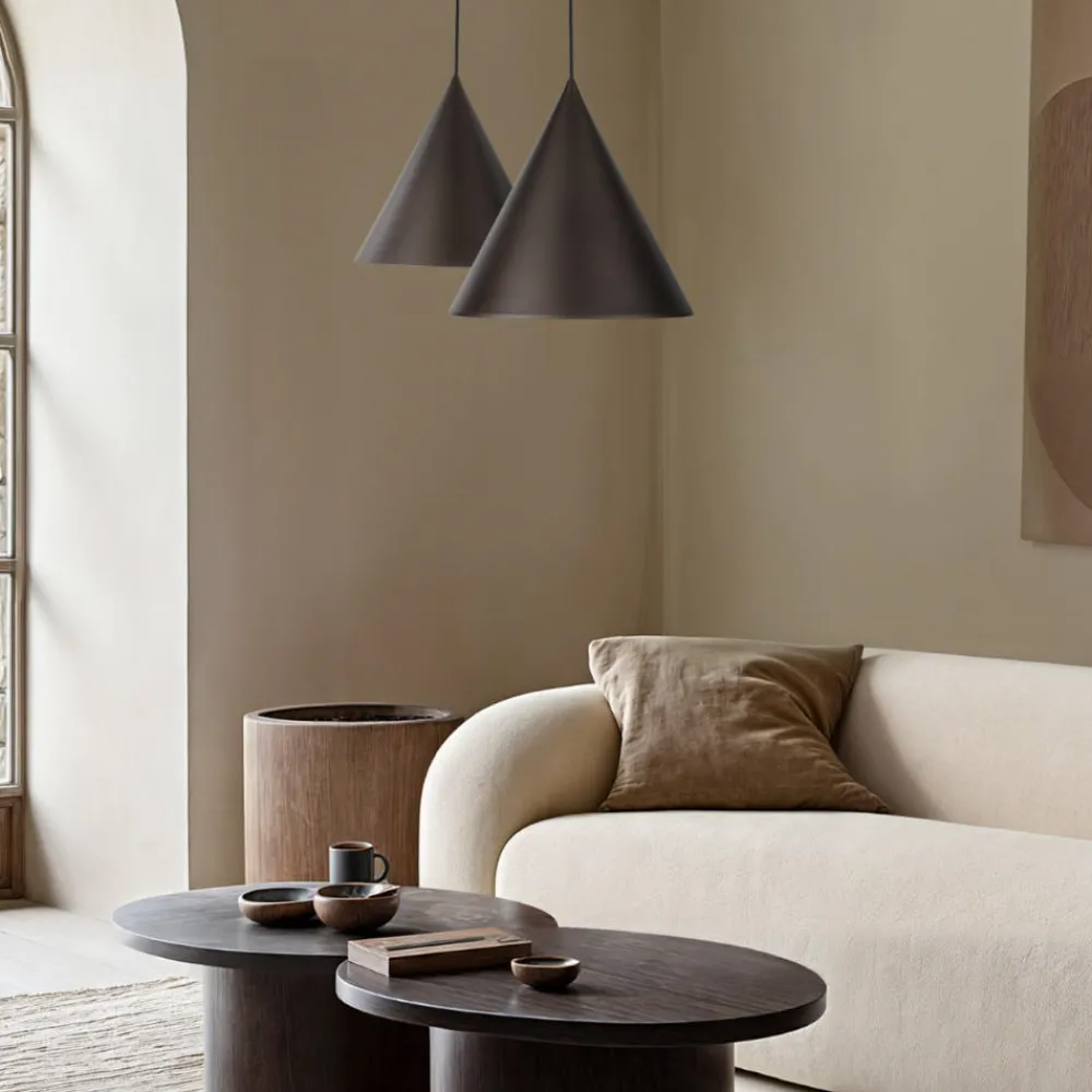 Lampadari Cucina-Selezionato da Mazzolaluce Lampadario cono marrone 50 cm per tavolo sala da pranzo