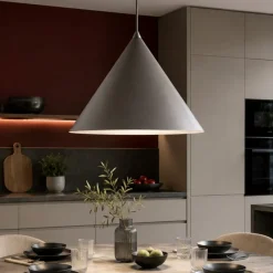 Lampadari Cucina-Selezionato da Mazzolaluce Lampadario cono marrone 50 cm sospensione in metallo per cucina