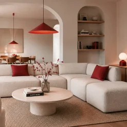 Lampadari Cucina-Selezionato da Mazzolaluce Lampadario cono rosso a sospensione 50 cm per tavolo da cucina moderna