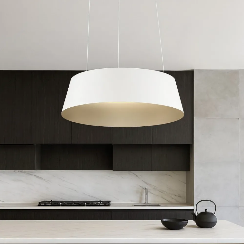 Lampadari Cucina-Selezionato da Mazzolaluce Lampadario cono rovesciato bianco oro led dimmerabile per cucina