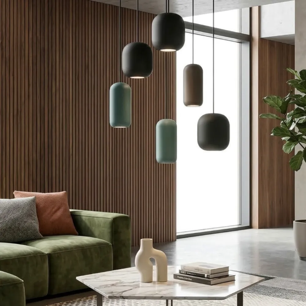 Lampadari Moderni-Selezionato da Mazzolaluce Lampadario con pendenti a sospensione multicolor moderno per soggiorno