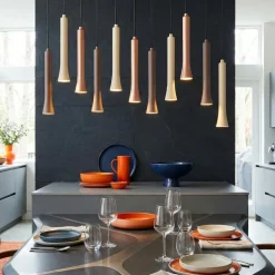 Lampadari Cucina-Selezionato da Mazzolaluce Lampadario con pendenti beige caffe moderno per tavolo da cucina