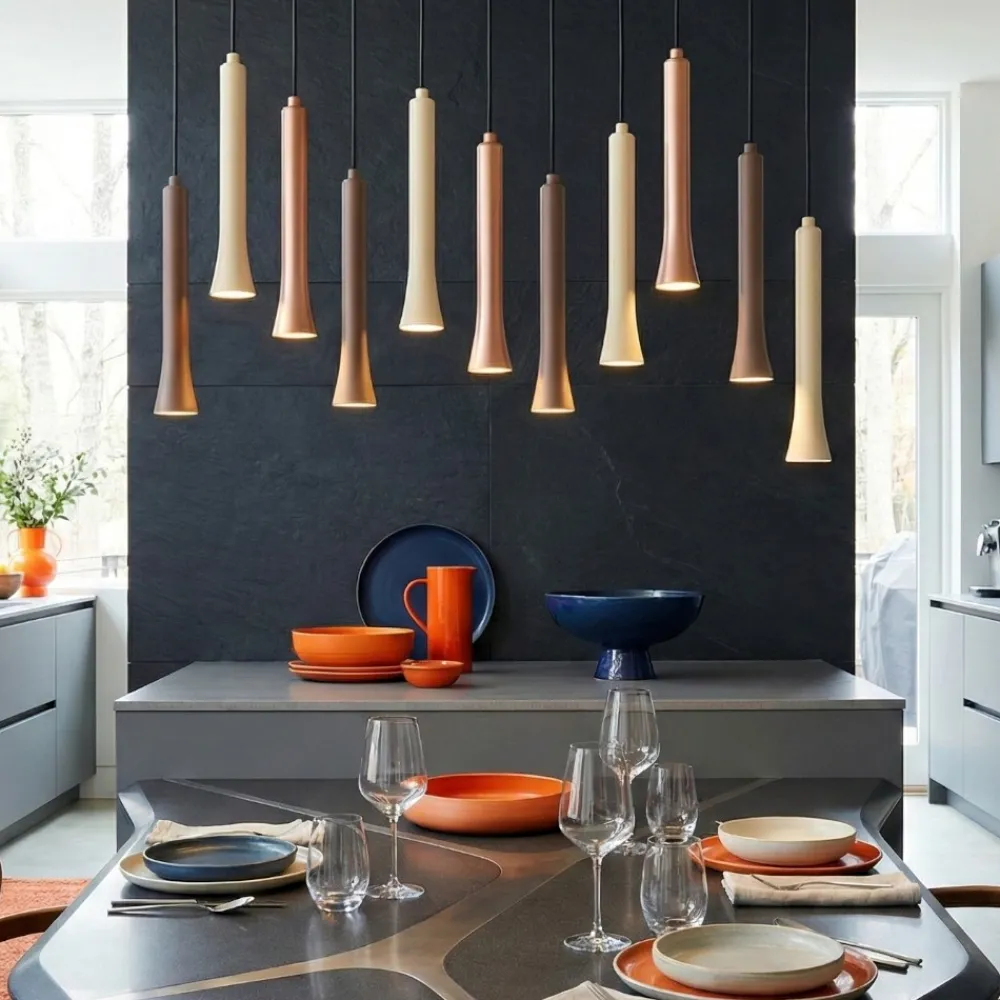 Lampadari Cucina-Selezionato da Mazzolaluce Lampadario con pendenti beige caffe moderno per tavolo da cucina