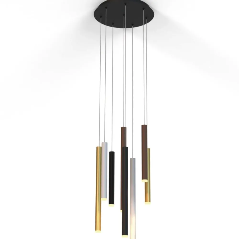 Lampadari Moderni-Selezionato da Mazzolaluce Lampadario con pendenti led multicolor per soggiorno moderno