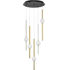 Lampadari Moderni-Selezionato da Mazzolaluce Lampadario con pendenti oro sfere vetro per soggiorno