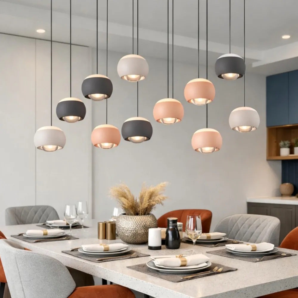 Lampadari Moderni-Selezionato da Mazzolaluce Lampadario con sfere pendenti multicolor soggiorno con telecomando
